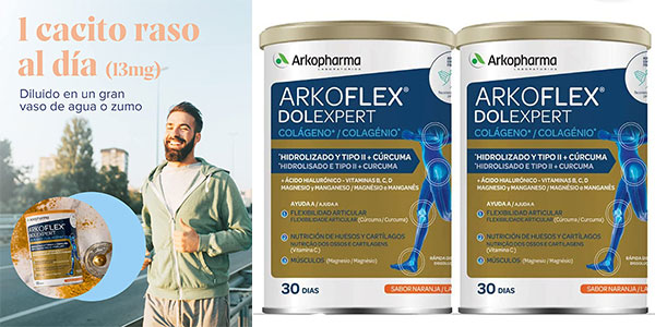 Chollo Pack x2 Colágeno hidrolizado y cúrcuma Arkopharma Arkoflex Dolexpert por sólo 31,29€ (-32%)