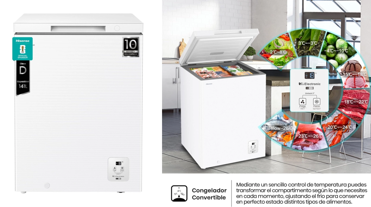 Chollo Arcón congelador Hisense FT145N1AWDL con 141 litros y control electrónico de temperatura por sólo 186,15€ con envío gratis (-55%)