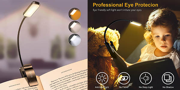 Chollo Luz LED de lectura Gritin con pinza y 3 modos de iluminación por sólo 9,01€ (-44%)