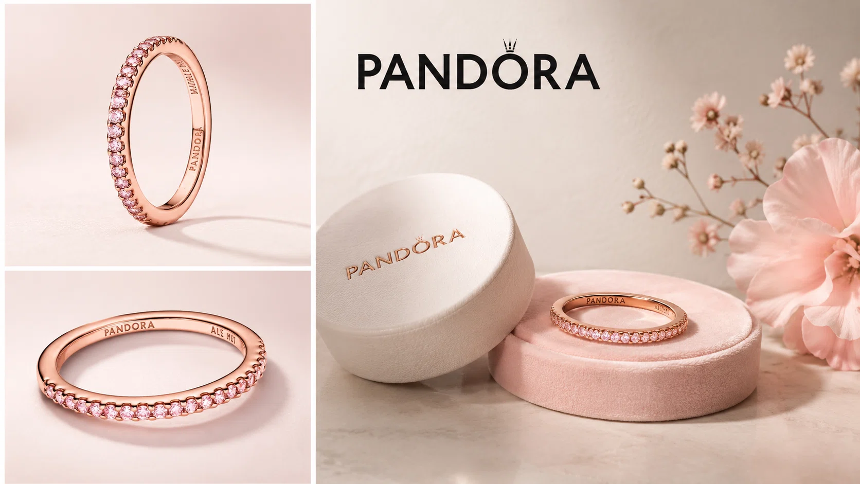 Anillo de Pandora en oro rosa con circonitas cúbicas por sólo 29€ con envío gratis (-41%)