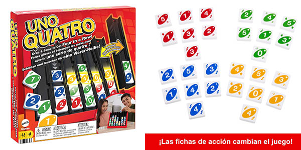 Chollo Juego de mesa Mattel Uno Quatro por solo 12,90€ (19% de descuento)