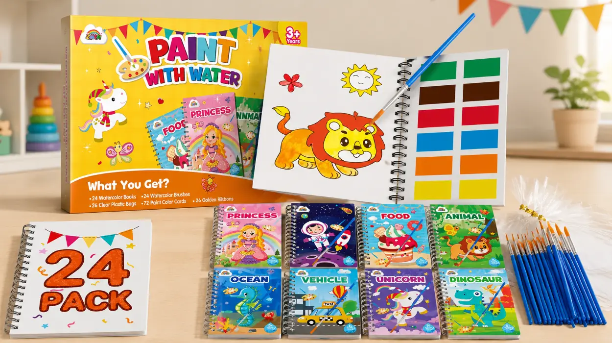 Libros de colorear con agua ZMLM, set de 24 para niños de 3 a 9 años por sólo 23,13€ (-14%)