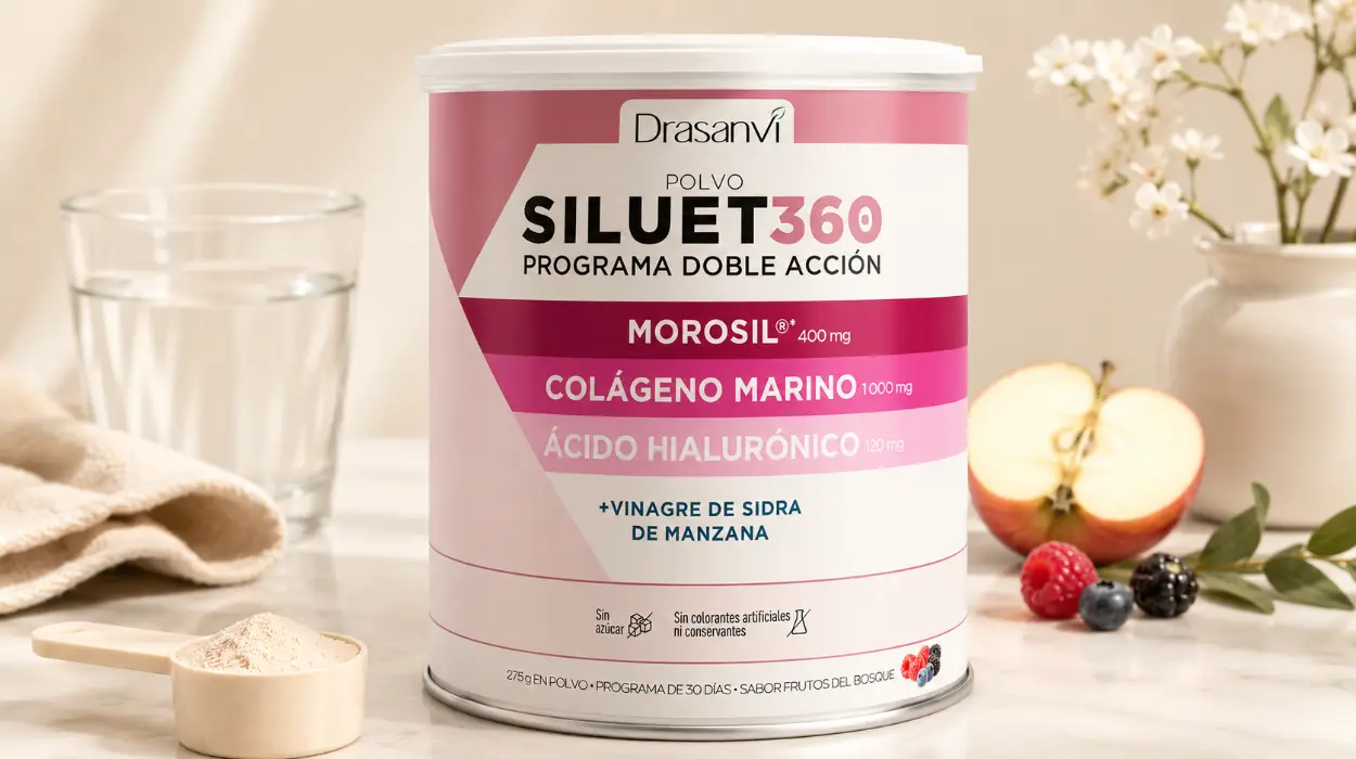 Siluet 360 de Drasanvi: colágeno hidrolizado con Morosil, ácido hialurónico y vinagre de manzana para perder peso por sólo 18,49€ (-28%)