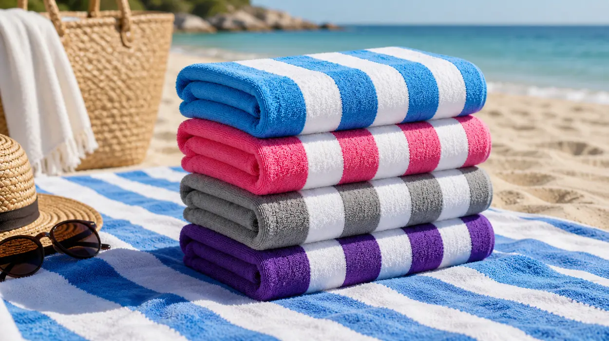 Juego de 4 toallas de playa Whale Flotilla de microfibra, suaves y absorbentes con patrón de rayas por sólo 23,74€ (-12%)