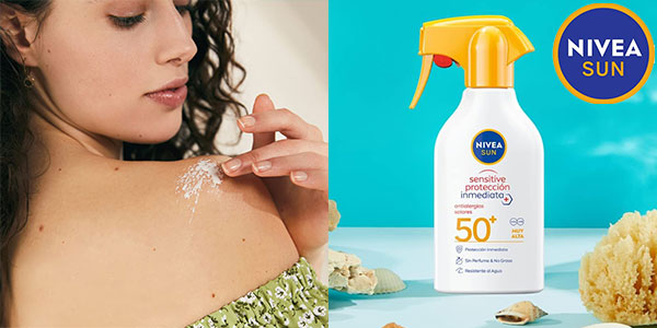 Chollo x3 Spray Nivea Sun Sensitive Protección Inmediata FP 50+ de 270 ml por sólo 31,50€ con 3×2 (-33%)
