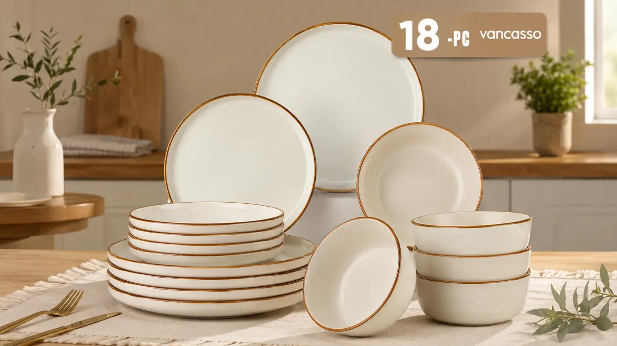 Vajilla completa esmaltada de 18 piezas Vancasso RENO para 6 personas por sólo 63,36€ con envío gratis (-50%)