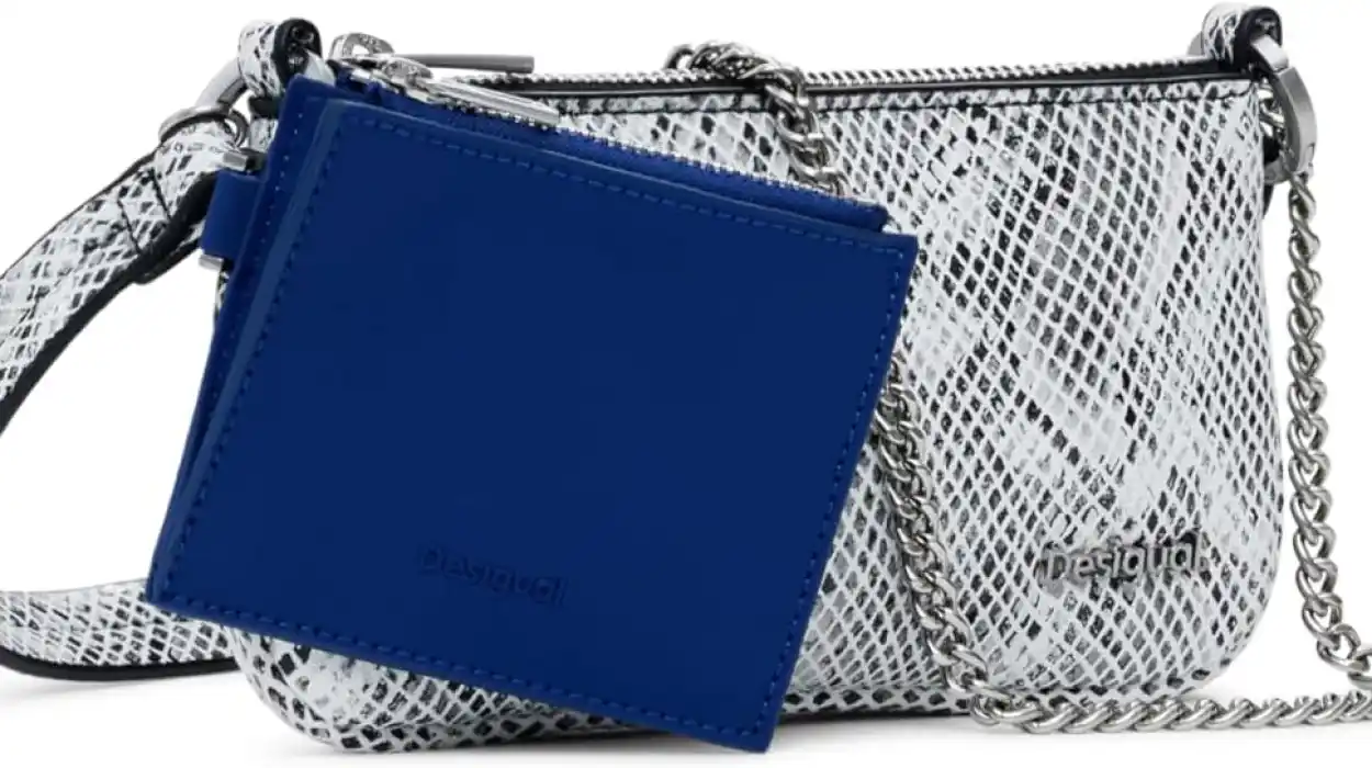 Bandolera Desigual Delta Leda Blue Snake con tarjetero y correa ajustable por sólo 21€ (-16%)