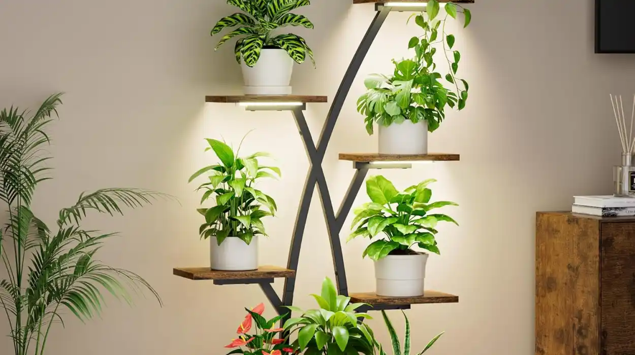 Soporte para plantas de interior con luces de crecimiento y estante de 7 niveles por sólo 51,29€ con envío gratis (-27%)