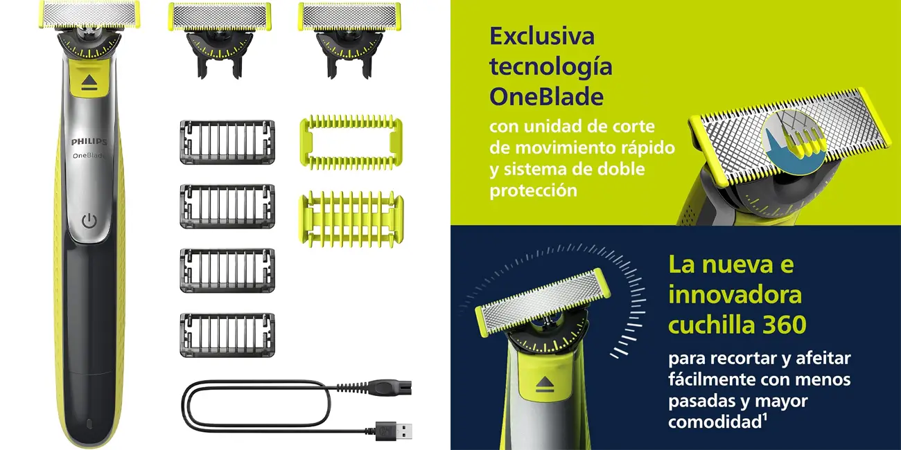 Chollo Recortadora Philips OneBlade 360 QP2834/31 por sólo 44,99€ con envío gratis (-31%)