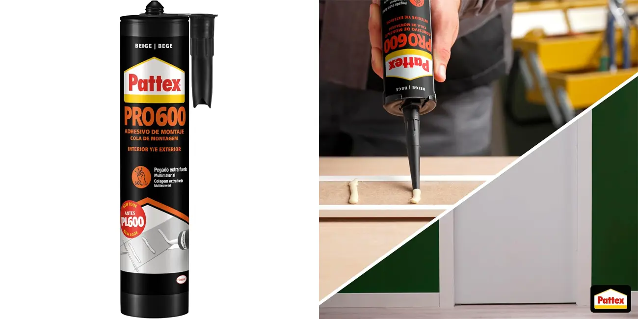 Chollo Adhesivo de montaje Pattex Pro600 beige de 300 ml por sólo 6€ (38% de descuento)