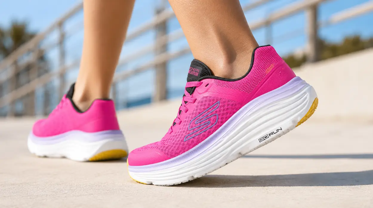 Amortiguación ultraligera y estilo con las zapatillas Skechers MAX Cushioning rosas para mujer por sólo 46,95€ con envío gratis (-41%)