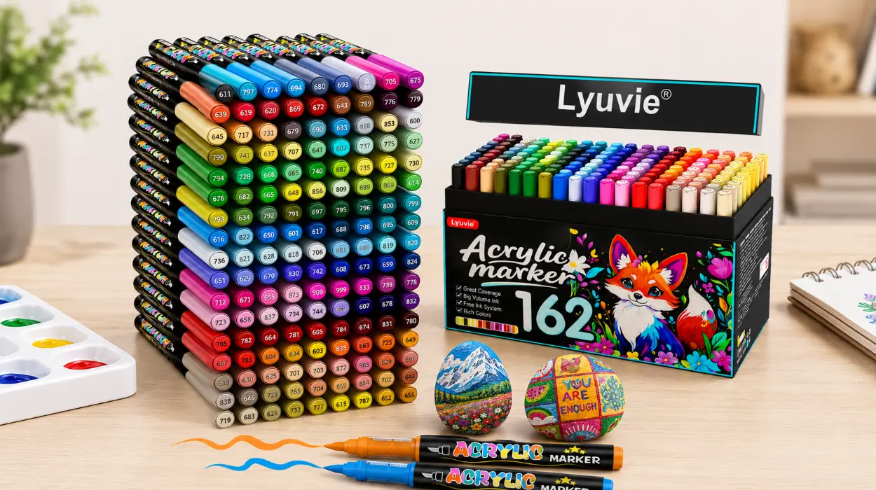 Set de 162 rotuladores acrílicos Lyuvie con pincel a base de agua por sólo 39,42€ con envío gratis (-44%)