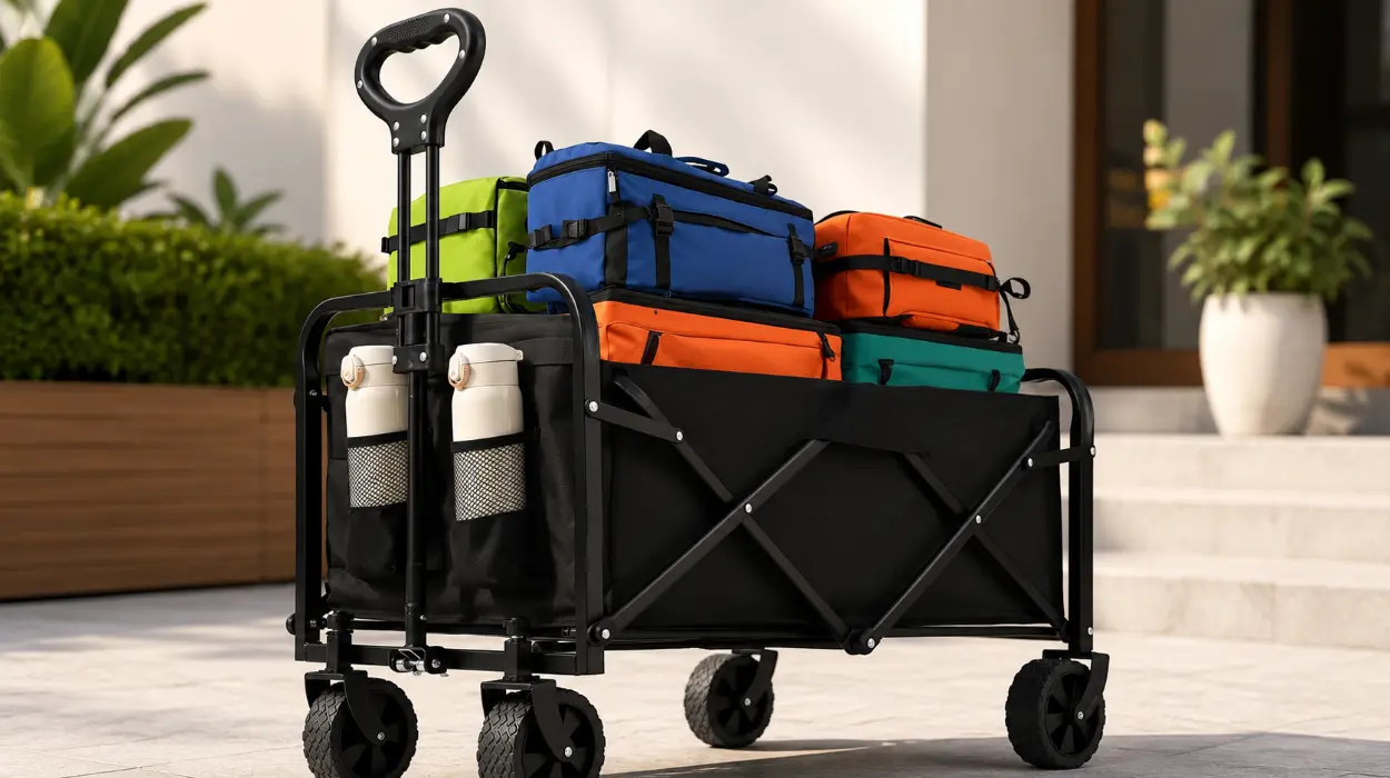 Carro plegable de 120 litros con ruedas grandes para playa y camping por sólo 39,42€ con envío gratis (-14%)