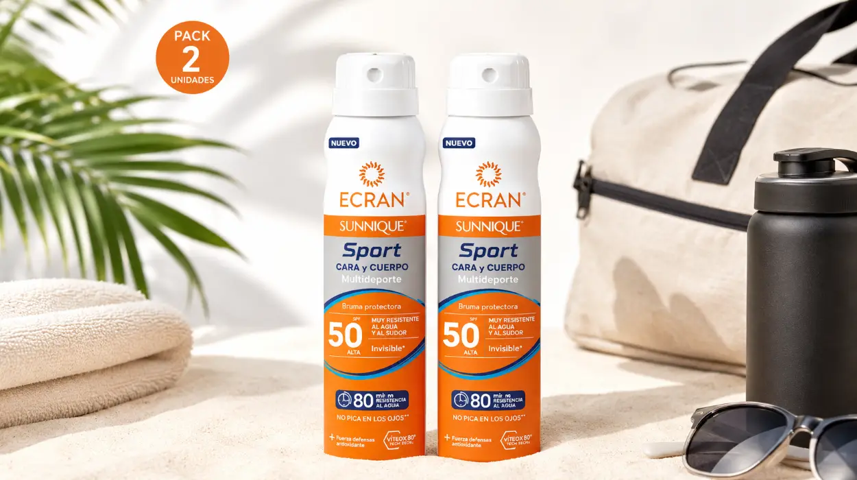 Pack x2 Bruma protectora Ecran Sunnique Sport SPF 50 para rostro y cuerpo por sólo 7,95€ (-21%)