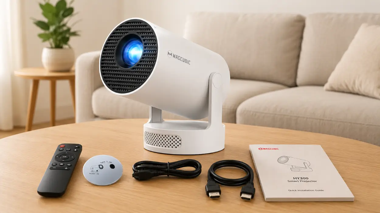 Magcubic Proyector 4K HY300pro+ con Android 14, WiFi 6 y corrección automática por sólo 59,99€ con doble descuento (-40%)