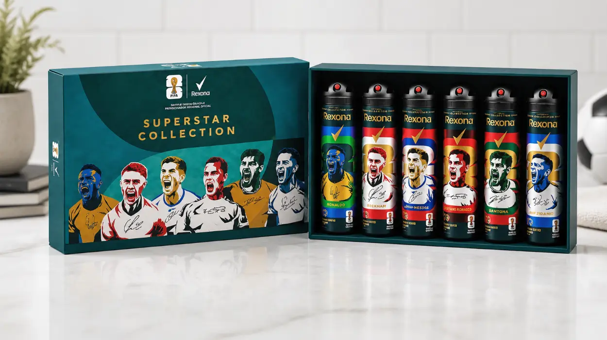 Cofre regalo Rexona FIFA World Cup 2026 con 6 desodorantes en spray para hombre por sólo 15,59€ (-40%)