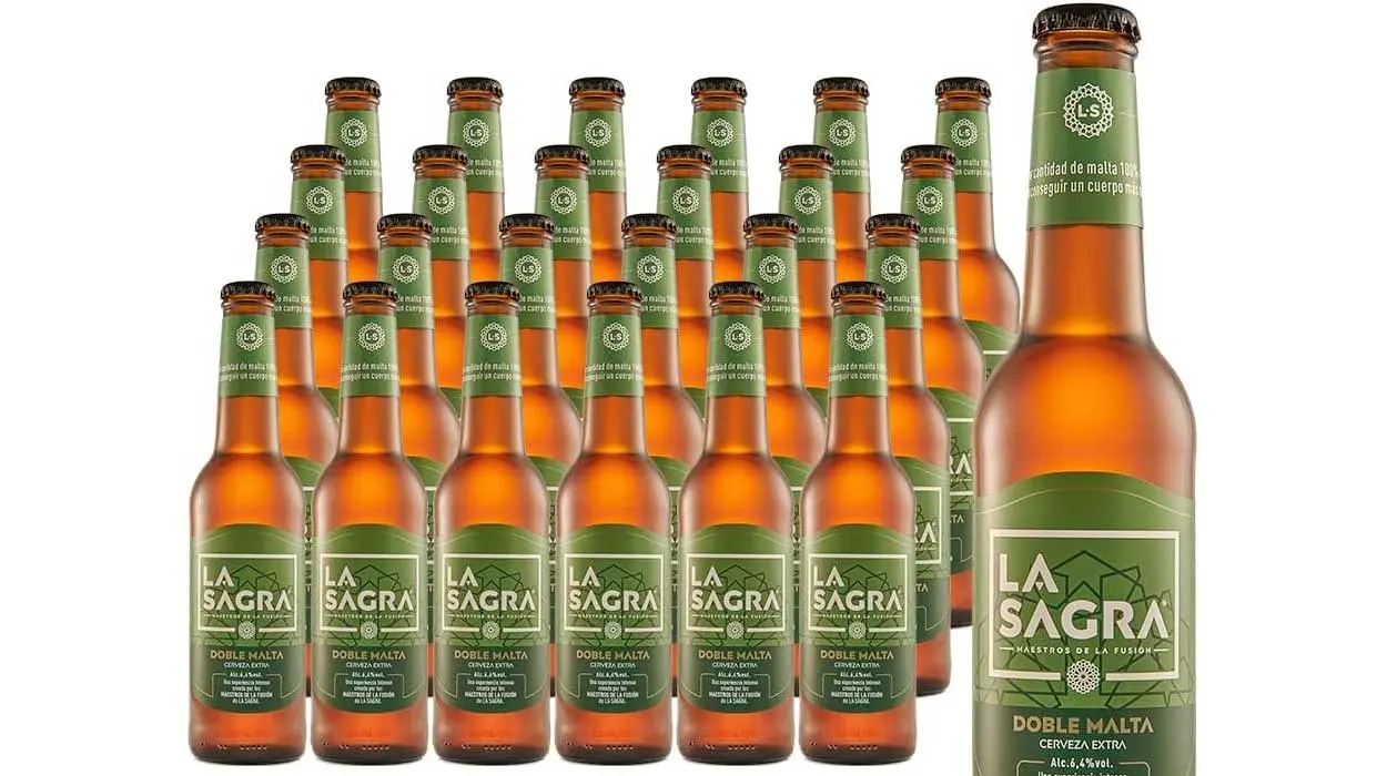 Chollo Pack de 24 botellas de cerveza La Sagra Doble Malta de 33 cl por sólo 20,64€ (-33%) ¡0,86€ cada una!