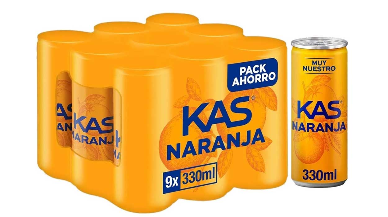 Chollo Pack x9 latas de Kas Naranja de 330 ml por sólo 4,90€ con cupón (-25%) ¡0,54€ la lata!