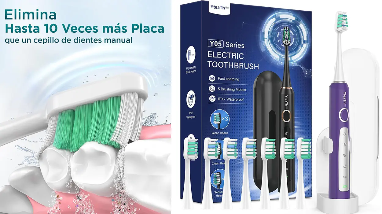 Chollo Cepillo de dientes eléctrico sónico Yteath Pro con 8 cabezales por sólo 21,24€ (-15%)
