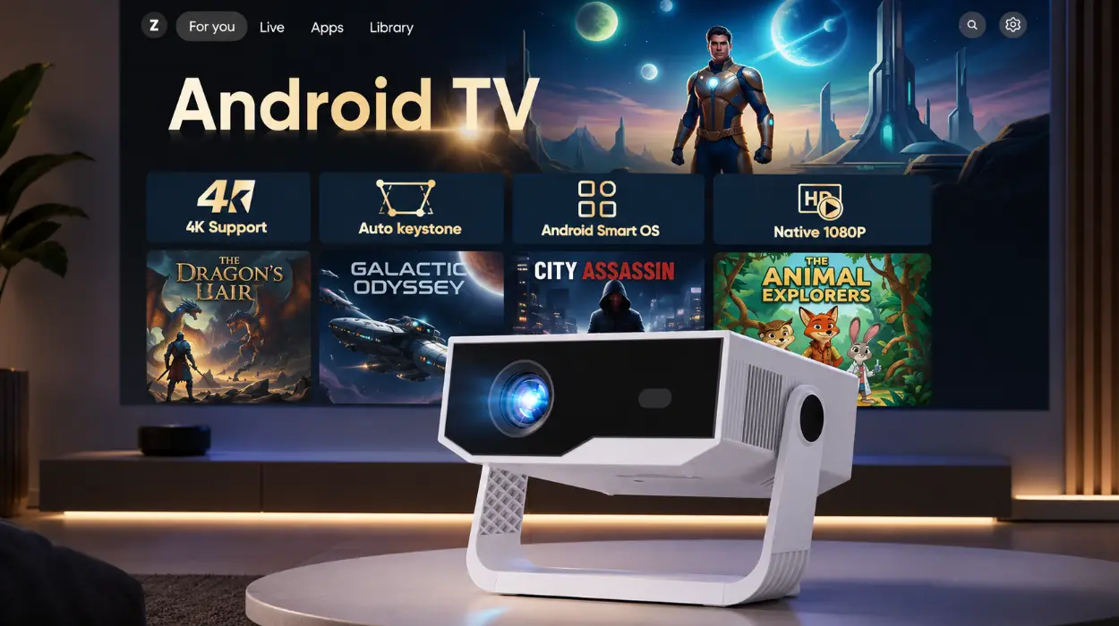 Proyector 4K portátil con Android TV, enfoque eléctrico y WiFi 6 por sólo 85,49€ con envío gratis (-57%)