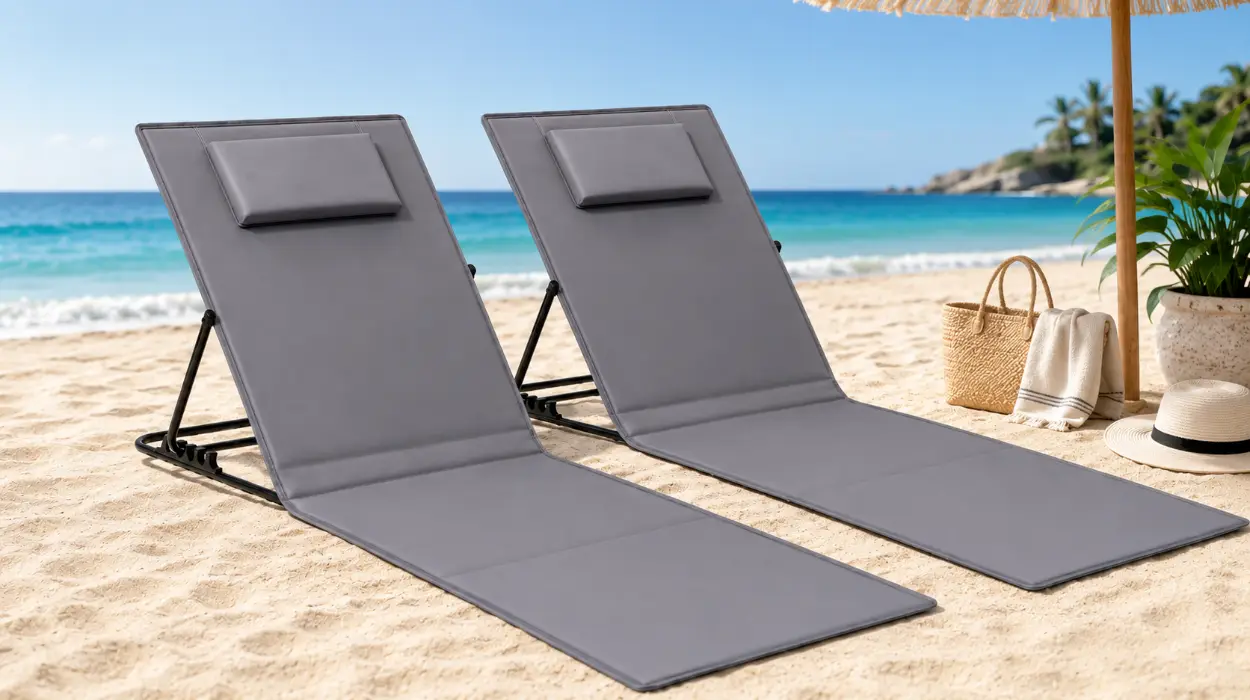 Tumbonas de playa SONGMICS: pack de 2 con cojín y respaldo ajustable por sólo 34,69€ con envío gratis (-25%)