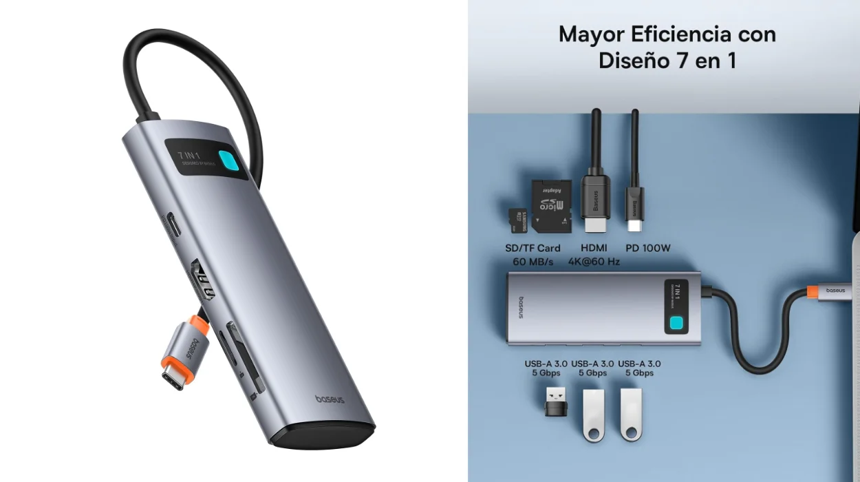 Amazon TIRA el precio de este adaptador USB C compatible con TODO que te da 3 puertos USB, HDMI 4K, lector SD y carga de 100W