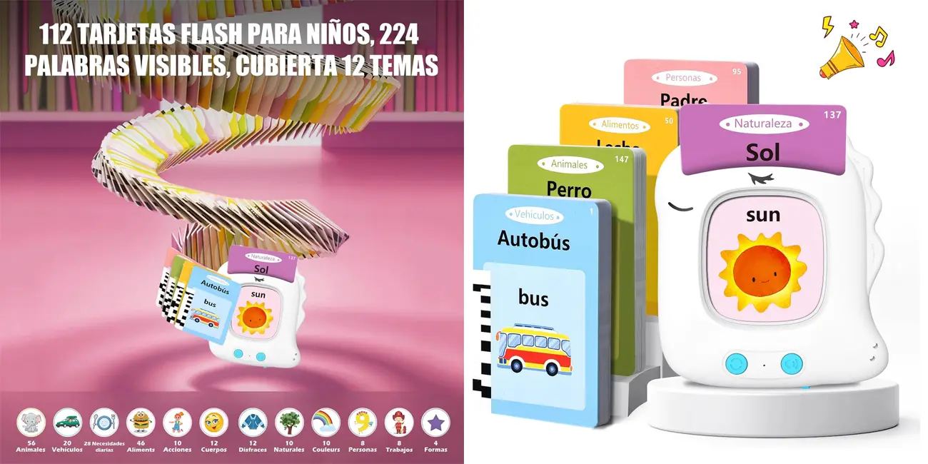 Transforma el aprendizaje en juego: Juguete educativo con 112 tarjetas flash para ampliar el vocabulario con un 44% de descuento