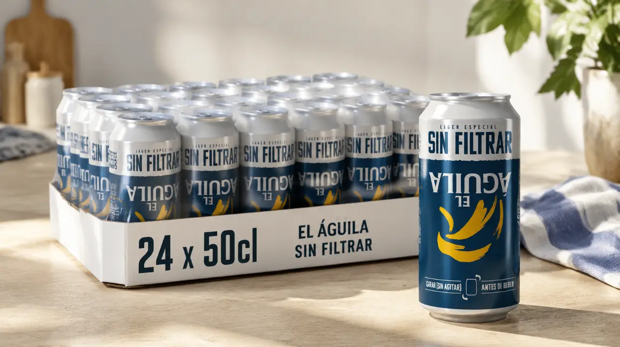 Pack x24 latas Cerveza El Águila Sin Filtrar Lager Especial de 50 cl por sólo 18,85€ (-46%)