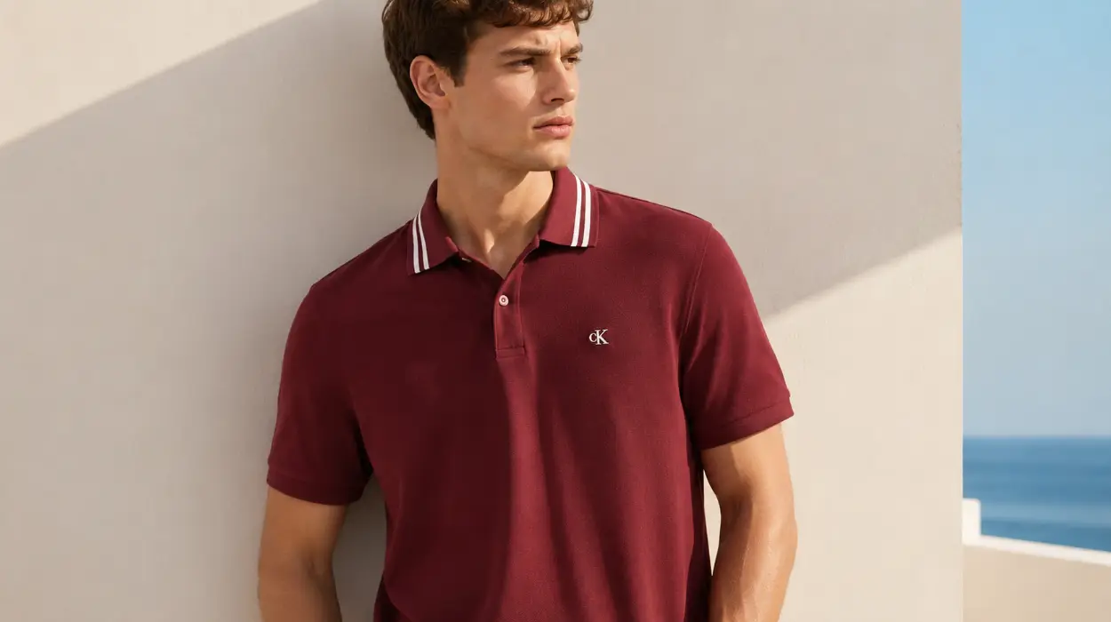 Polo Calvin Klein SS Monogram de piqué para hombre en color rojo por sólo 32,68€ con cupón y envío gratis (-53%)
