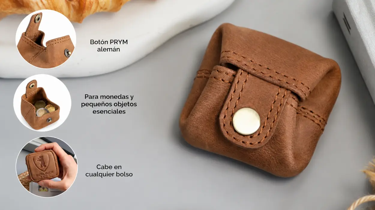 Monedero pequeño de piel auténtica Berliner Bags Lena S con cierre de botón y ficha para carrito por sólo 9,49€ (-41%)