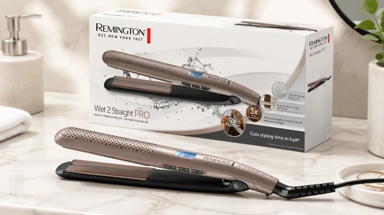 Plancha de pelo Remington Wet2Straight Pro para cabello húmedo y seco con placas extralargas por sólo 24,99€ (-65%)
