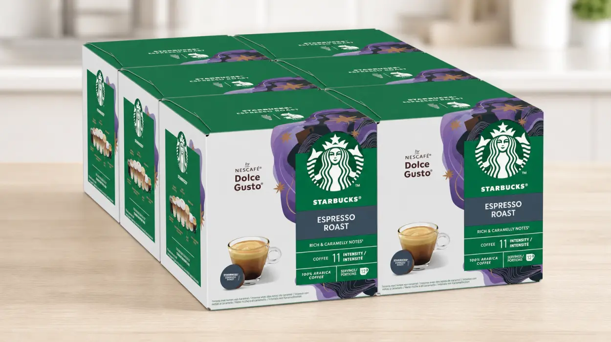 Disfruta en casa del café Starbucks Espresso Roast: Pack de 72 cápsulas Dolce Gusto por sólo 18,78€ (-37%)