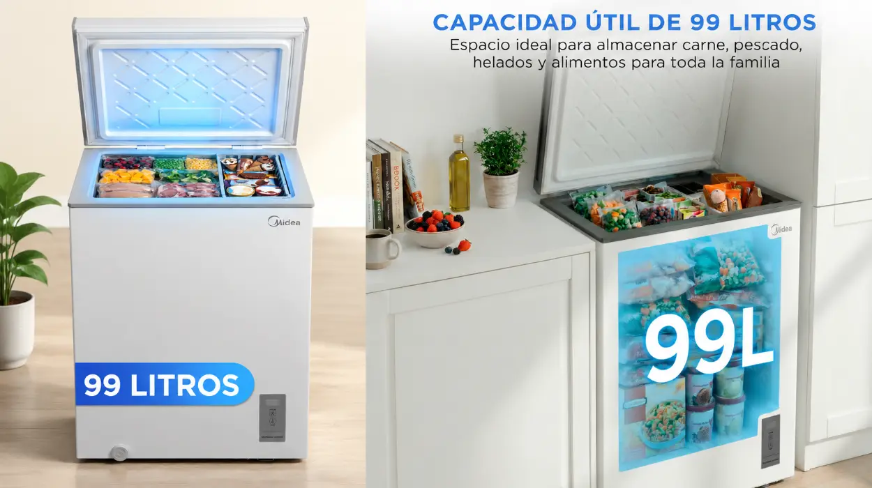 Arcón congelador pequeño Midea de 99L: silencioso, bajo consumo y convertible a frigorífico por sólo 126,65€ con envío gratis (-20%)