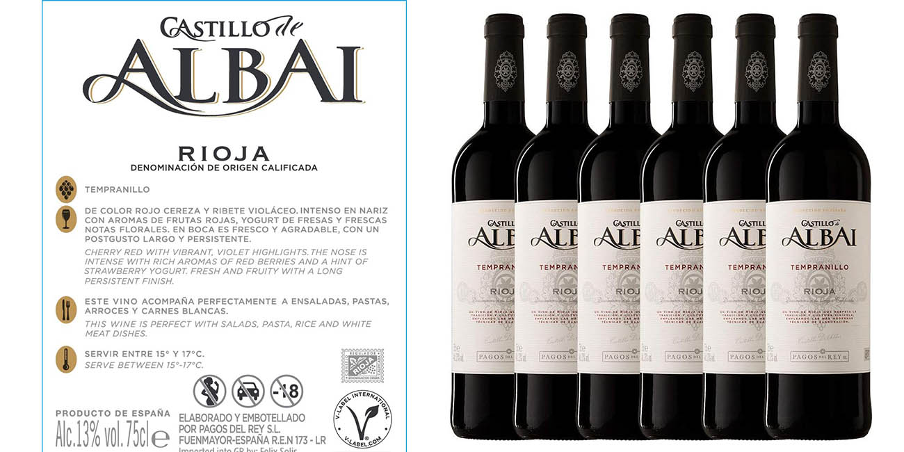 Chollo Pack x6 Vino tinto Castillo De Albai D.O.C. Rioja pro solo 18,31€ (15% de descuento)
