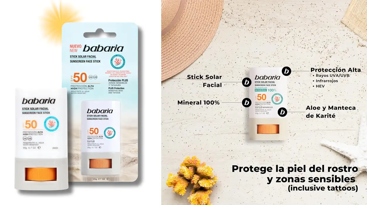 Chollo Pack x2 Stick solar facial Babaria SPF 50 para niños y adultos por sólo 9,74€ con descuento automático (-33%) ¡4,87€ cada uno!