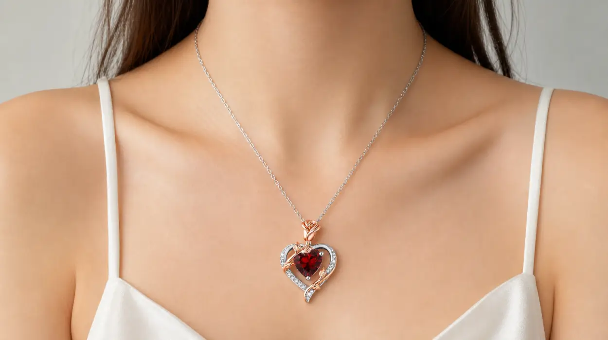 Collar con colgante de corazón rosa Misumor, joya ideal para regalar a mamá o novia por sólo 33,99€ con envío gratis (-43%)