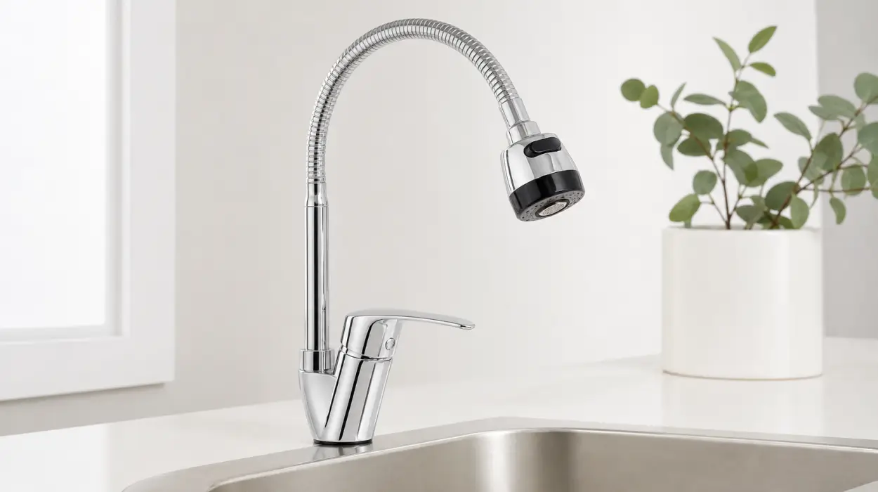 Grifo mezclador alto giratorio de 360° para lavabo y cocina, acero inoxidable cromado con chorro ajustable por sólo 18,59€ (-54%)