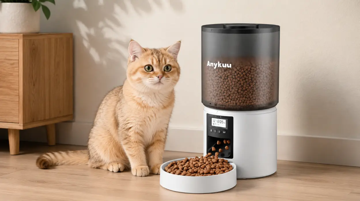 Comedero automático Anykuu de 4L, para gatos y perros pequeños con programación de hasta 6 comidas diarias por sólo 26,79€ (-19%)