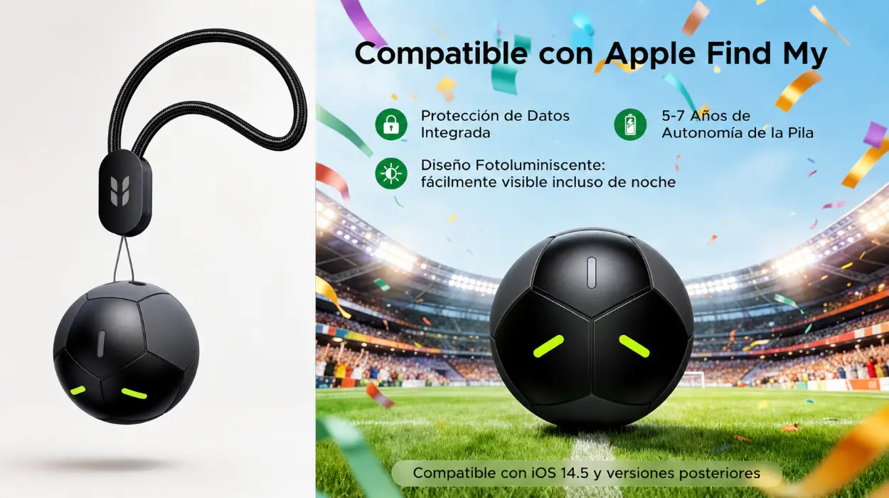 Localizador Bluetooth UGREEN FineTrack 2 Smart Finder con diseño de fútbol, 110dB y fluorescencia por sólo 14,29€ (-35%)