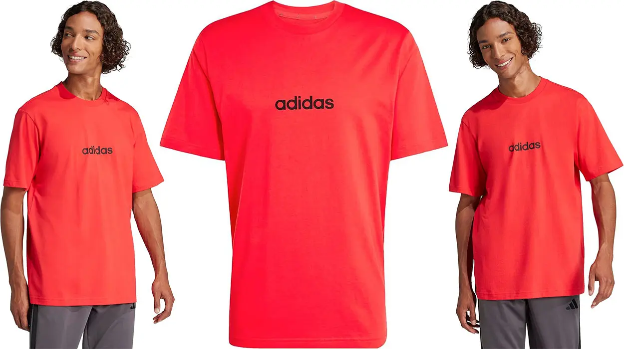 Chollo Camiseta Adidas Essentials Linear roja para hombre por sólo 11,99€ (-40%)