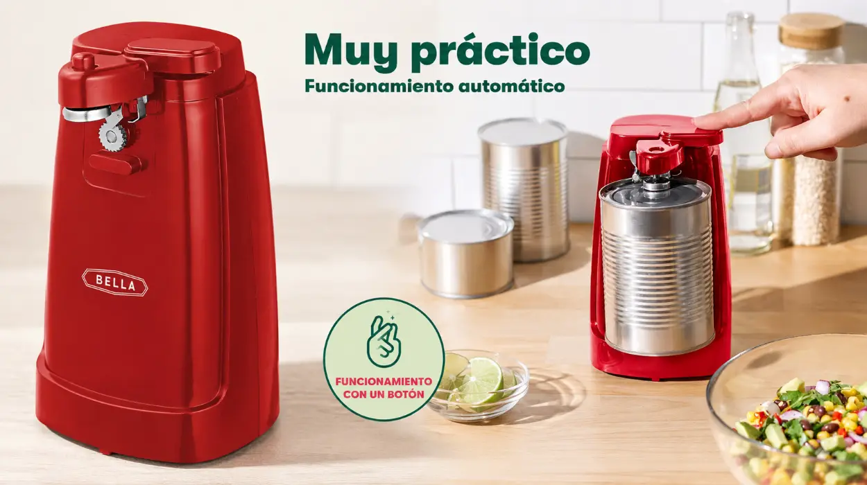 Abrelatas eléctrico multifuncional Bella: abre latas, tarros y afila cuchillos por sólo 10,93€ (-42%)