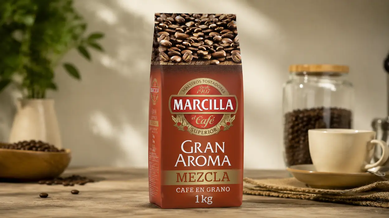 Café en grano Marcilla Gran Aroma mezcla de 1 kg, intenso y aromático por sólo 16,67€ (-19%)