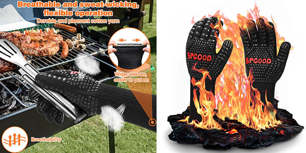 Chollo Guantes de protección para horno y barbacoa Spgood resistentes hasta 800 grados por sólo 11,99€ (14% de descuento)