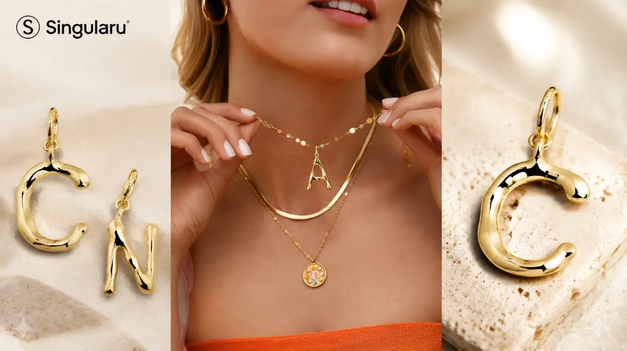 Colgante de letra Singularu Charm Letter XL con baño de oro de 18 kt por sólo 10,83€ (-46%)