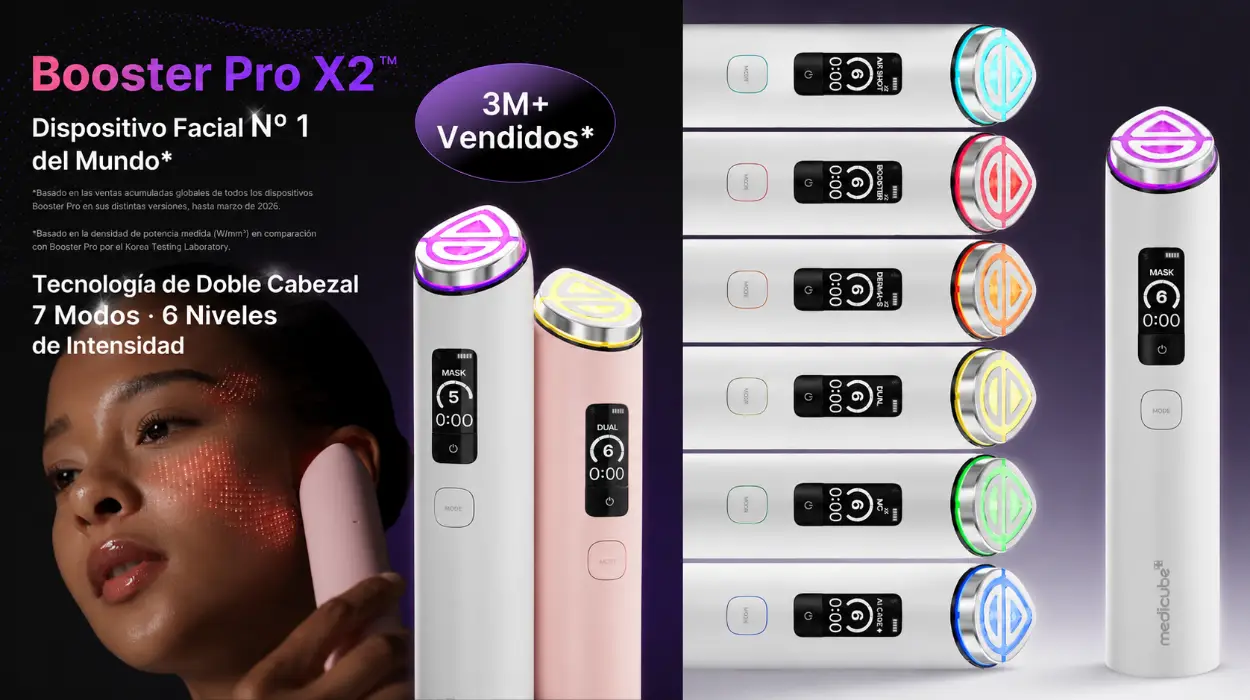 Dispositivo de belleza Medicube Booster Pro X2 para luminosidad, poros y firmeza con 7 modos y 6 niveles de intensidad por sólo 192€ con envío gratis (-24%)