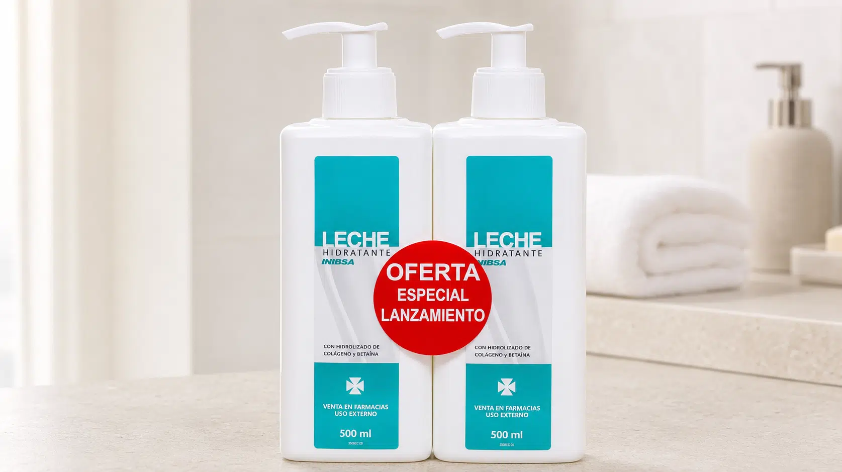 Pack de 2 leches hidratantes Inibsa de 500 ml con colágeno y betaína para piel cuidada por sólo 8,01€ (-19%)