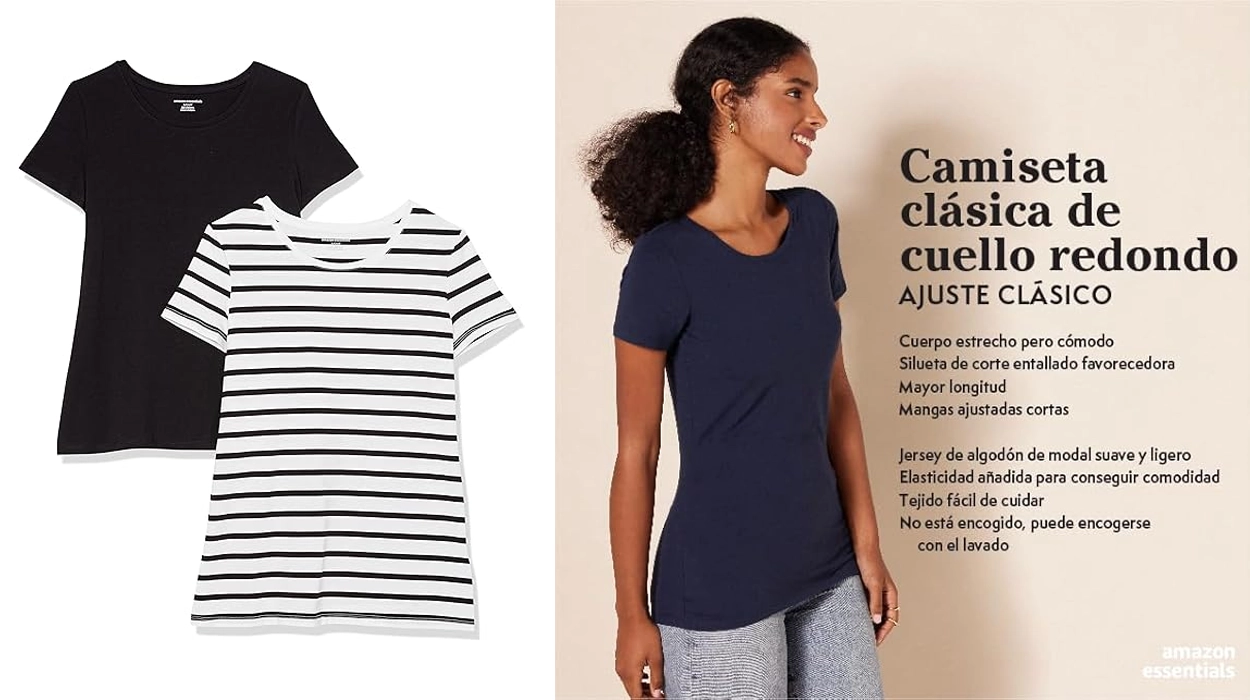 Chollo Pack de 2 camisetas de manga corta Amazon Essentials para mujer por sólo 11,10€ ¡TOP ventas!