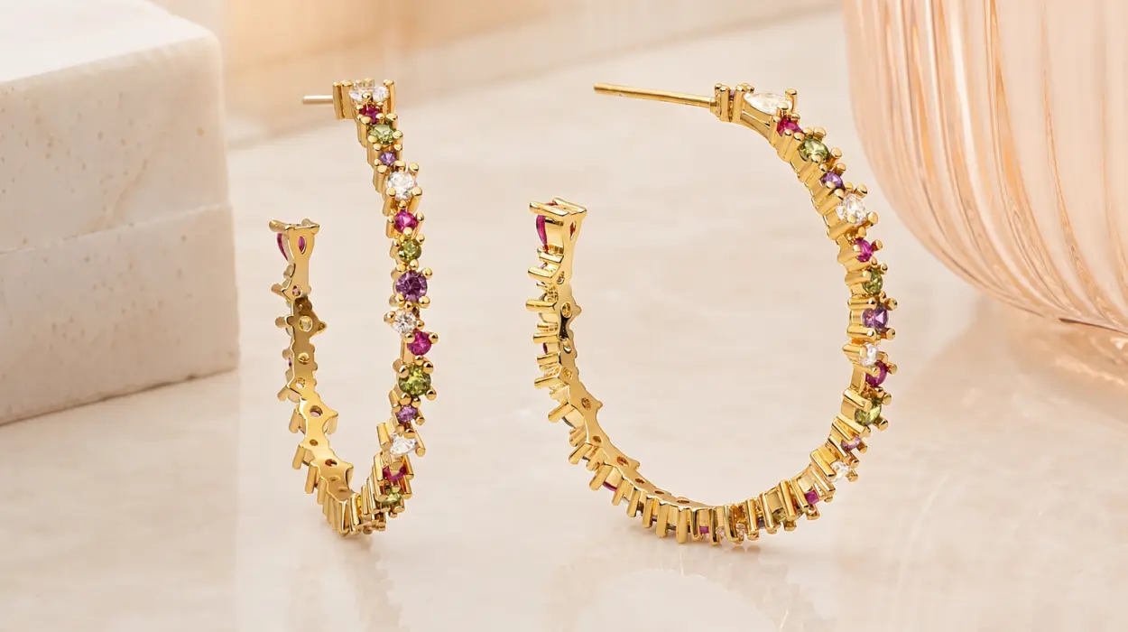 Pendientes Estellar Colors L de Singularu con baño de oro 18kt por sólo 25€ (-42%)