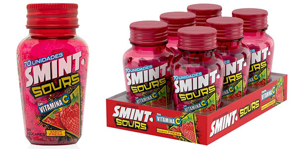 Chollo Pack x6 botes de Caramelos Smint Sours Fresa sin azúcar por solo 12,99€ (-27%) ¡A 2,17€ cada uno!