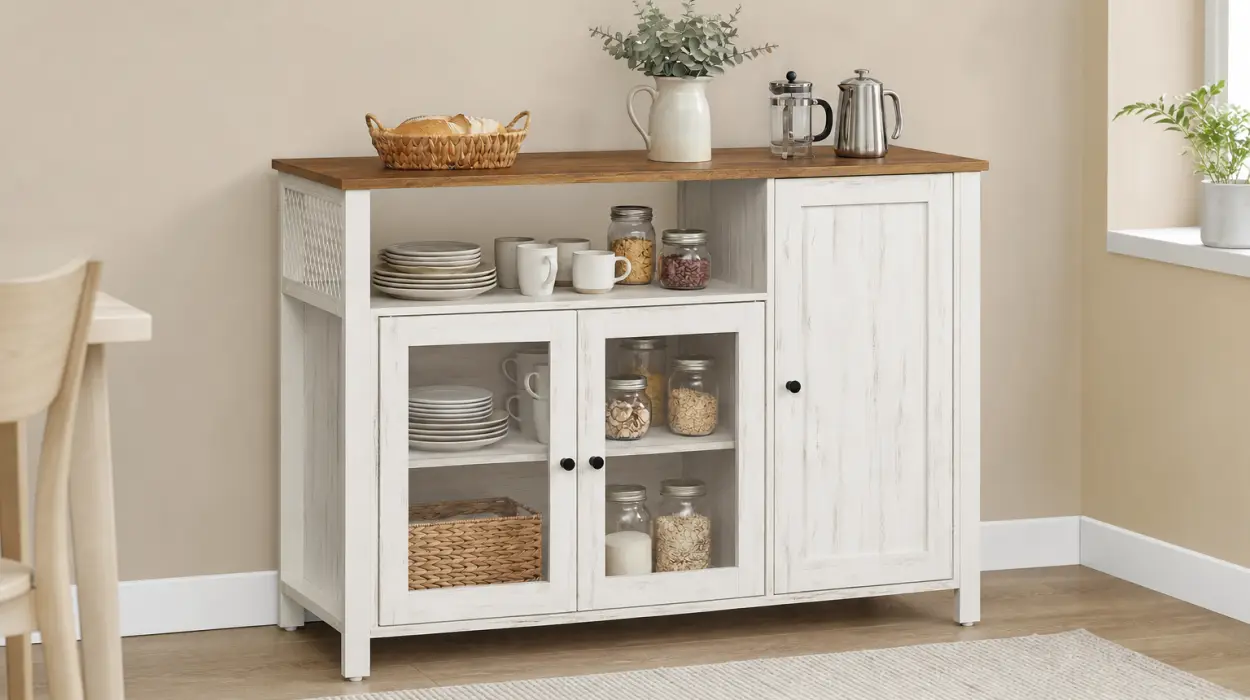 Aparador Vasagle estilo rústico para cocina o salón con 3 puertas por sólo 84,79€ con envío gratis (-20%)